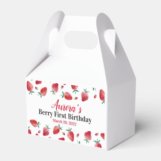 Strawberry Red Birthday Favor Box Gable Box Geschenkschachtel (Vorderseite)