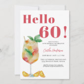 Strawberry Red Cocktail Drink 60. Geburtstag Einladung (Vorderseite)