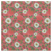 Strawberry Red Floral Muster Stoff (Nahaufnahme)