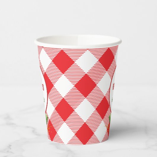 Strawberry Red Gingham Picnic Paper Cups Pappbecher (Links)