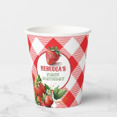 Strawberry Red Gingham Picnic Paper Cups Pappbecher (Vorderseite)