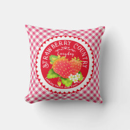 Strawberry Red Gingham Throw Pillow Kissen