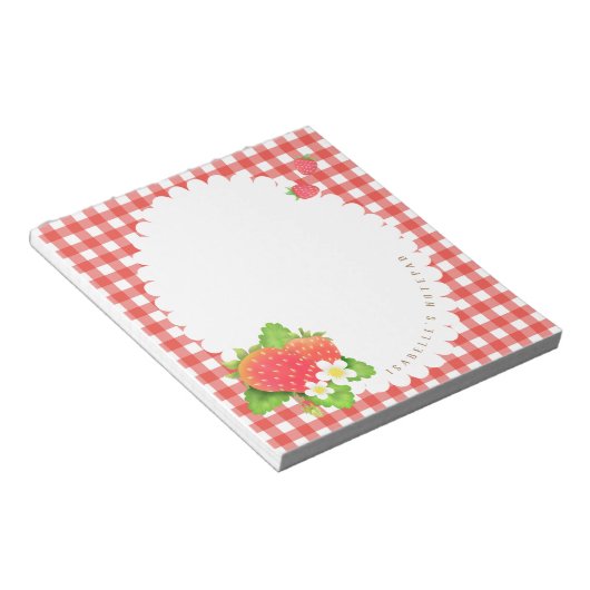 Strawberry Red Kariert Notizblock (angewinkelt)