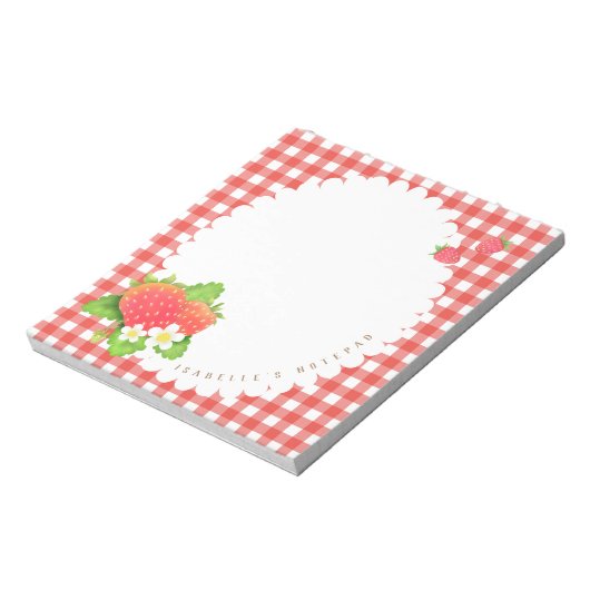 Strawberry Red Kariert Notizblock (Rotiert)