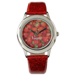 Strawberry Red Ladys beobachten Glitterstraps Armbanduhr
