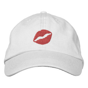Strawberry Red Lipstick Print Kiss Bestickte Kappe