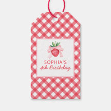 Strawberry Red Picnic Kariert Gift Tag