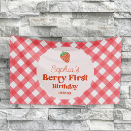 Strawberry Red Pink Berry Erster Geburtstag Party Banner