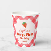 Strawberry Red Pink Berry Erster Geburtstag Party Pappbecher (Vorderseite)