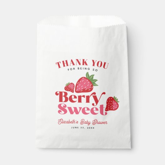 Strawberry Red Pink Berry Sweet Baby Dusche Geschenktütchen (Vorderseite)