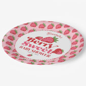 Strawberry Red Pink Berry Sweet Baby Dusche Pappteller (Schrägansicht)