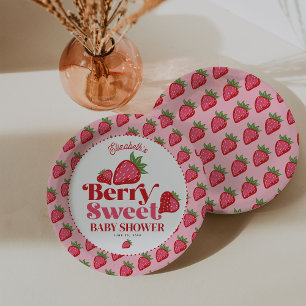 Strawberry Red Pink Berry Sweet Baby Dusche Pappteller