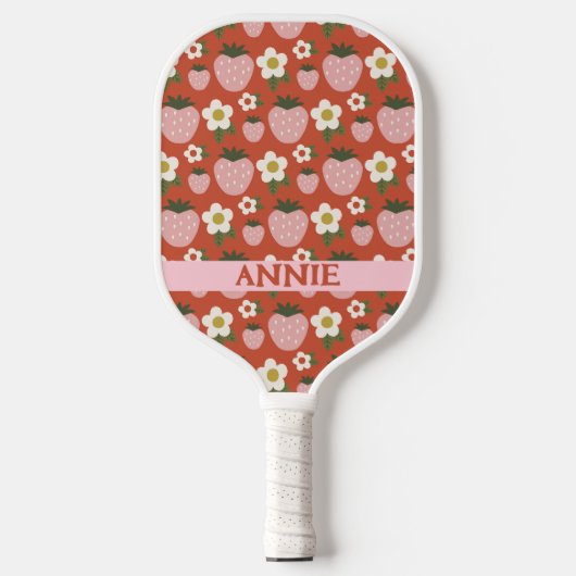 Strawberry Red Pink Personalisiert Pickleball Padd Schläger (Vorderseite)