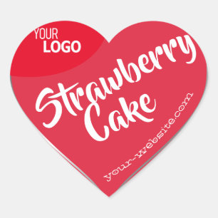 Strawberry Red Silver Frame Logo Template Baking Herz-Aufkleber