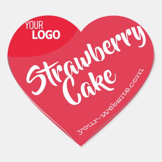 Strawberry Red Silver Frame Logo Template Baking Herz-Aufkleber (Vorderseite)