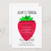 Strawberry Red White 1. Geburtstag Party Custom Einladung (Vorne/Hinten)