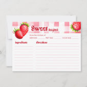 Strawberry Retro Rezept Card Brautparty Geschenk Einladung (Vorderseite)
