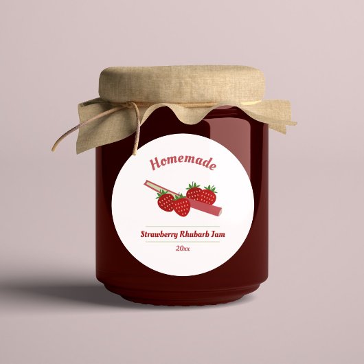Strawberry Rhubarb Jam Label Aufkleber