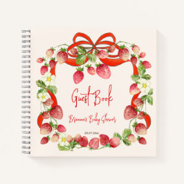 Strawberry Ribbon Bowling Dusche Gästebuch Notizblock