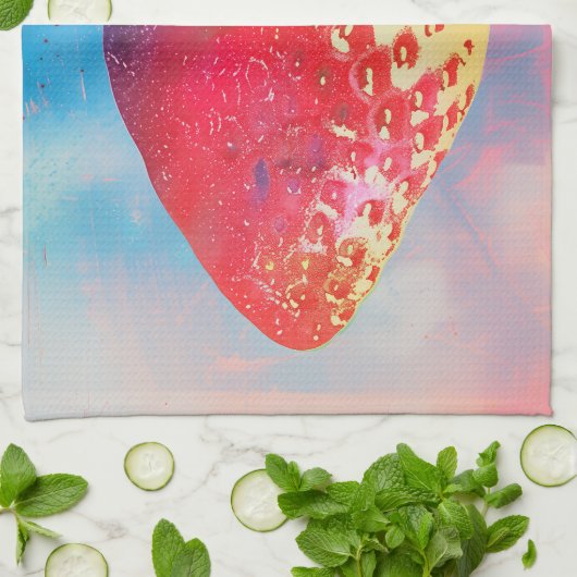 Strawberry Risograph Geschirrtuch (Gefaltet)