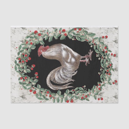 Strawberry Rooster One Seidenpapier (Vorderseite)