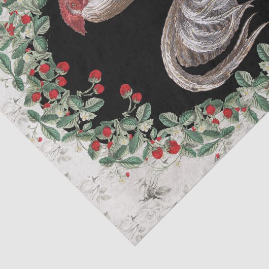 Strawberry Rooster One Seidenpapier (Ausschnitt)