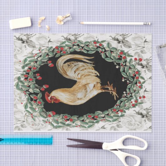 Strawberry Rooster Two Seidenpapier (Handwerk)