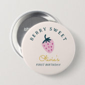 Strawberry-Rosa-Geburtstag Button (Vorne & Hinten)