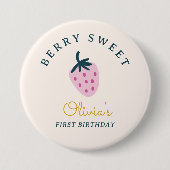 Strawberry-Rosa-Geburtstag Button (Vorderseite)