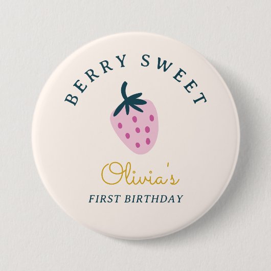 Strawberry-Rosa-Geburtstag Button (Vorderseite)