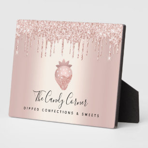 Strawberry Rose Gold Glitzer Tropfen Dessert Süßig Fotoplatte