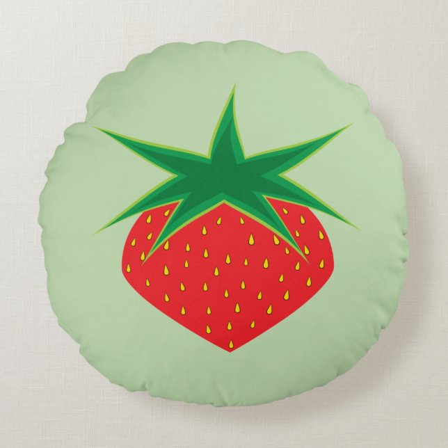 Strawberry Round Pillow Rundes Kissen (Vorderseite)