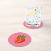 Strawberry Runder Pappuntersetzer (Vor Ort)