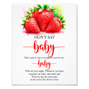 Strawberry Say Baby Game Sign nicht Fotodruck