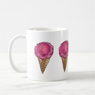 Strawberry Scoop Rosa Eiscreme Waffelkone Feinschm Kaffeetasse