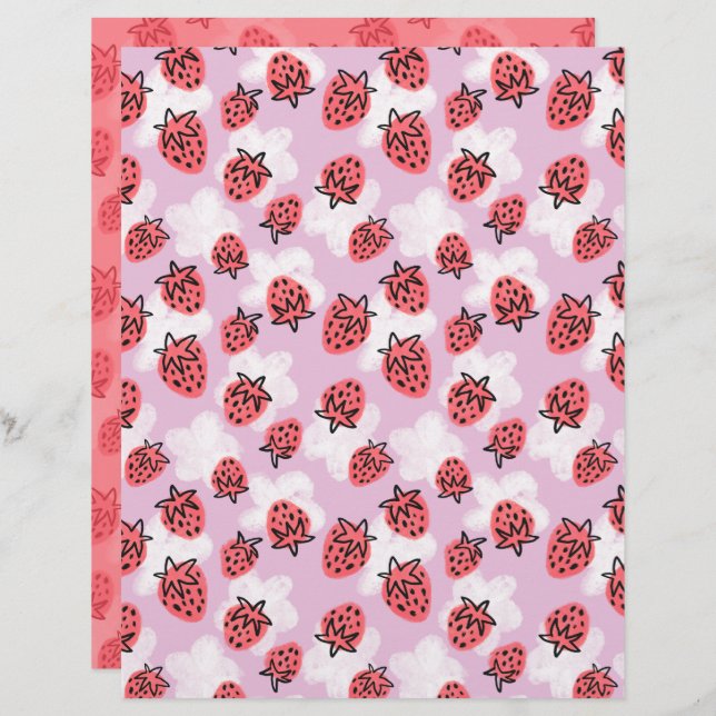 Strawberry Scrapbook Paper (Vorne/Hinten)