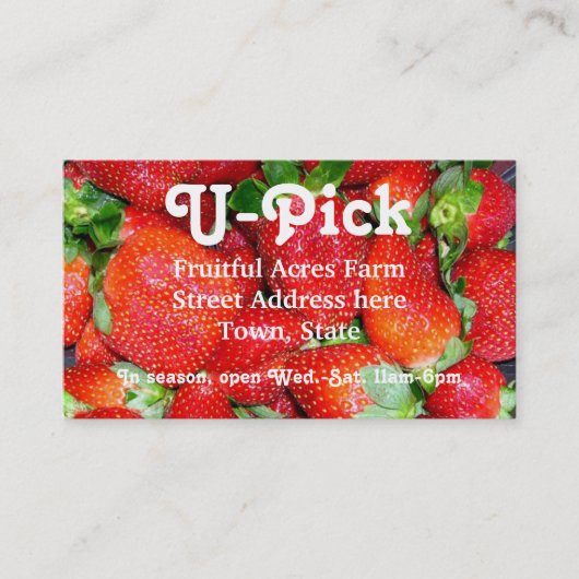Strawberry Season Business Card Visitenkarte (Vorderseite)
