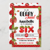 Strawberry Sechste Geburtstagsparty Einladung (Vorne/Hinten)