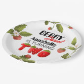 Strawberry Second Birthday Pappteller (Schrägansicht)