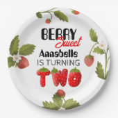 Strawberry Second Birthday Pappteller (Vorderseite)