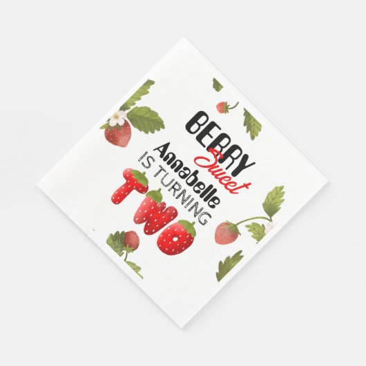 Strawberry Second Birthday Serviette (Ecke)
