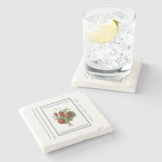 Strawberry seedling is a Christmas tree Steinuntersetzer (Seitenansicht)