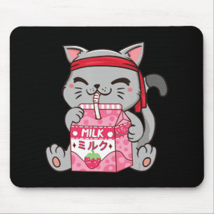 Strawberry Shake Strawberry Milk Kat Kawaii Neko A Mousepad