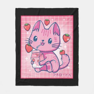 Strawberry Shake Strawberry Milk Kat Kawaii Neko G Fleecedecke