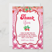 Strawberry Shortcake 1st Birthday Thank You Card Einladung (Vorderseite)