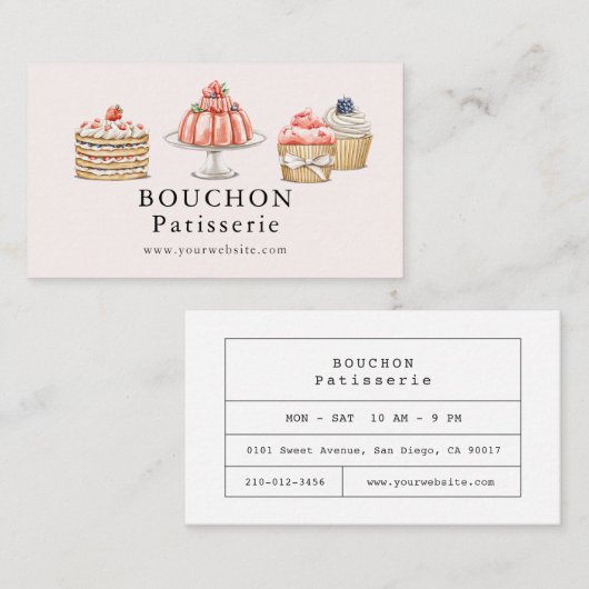 Strawberry Shortcake Blancmange Cupcake Bäckerei Visitenkarte (Vorne/Hinten)