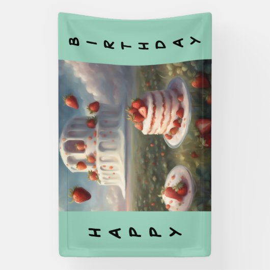 Strawberry shortcake Happy Birthday Banner (Vertikal)