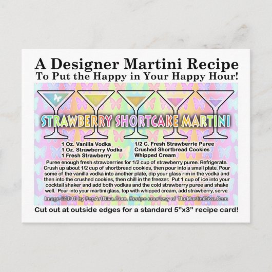 Strawberry Shortcake Martini Rezept Postkarte (Vorderseite)