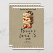 Strawberry Shortcake Sweet 16 Birthday Einladung (Vorne/Hinten)