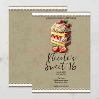 Strawberry Shortcake Sweet 16 Birthday Einladung